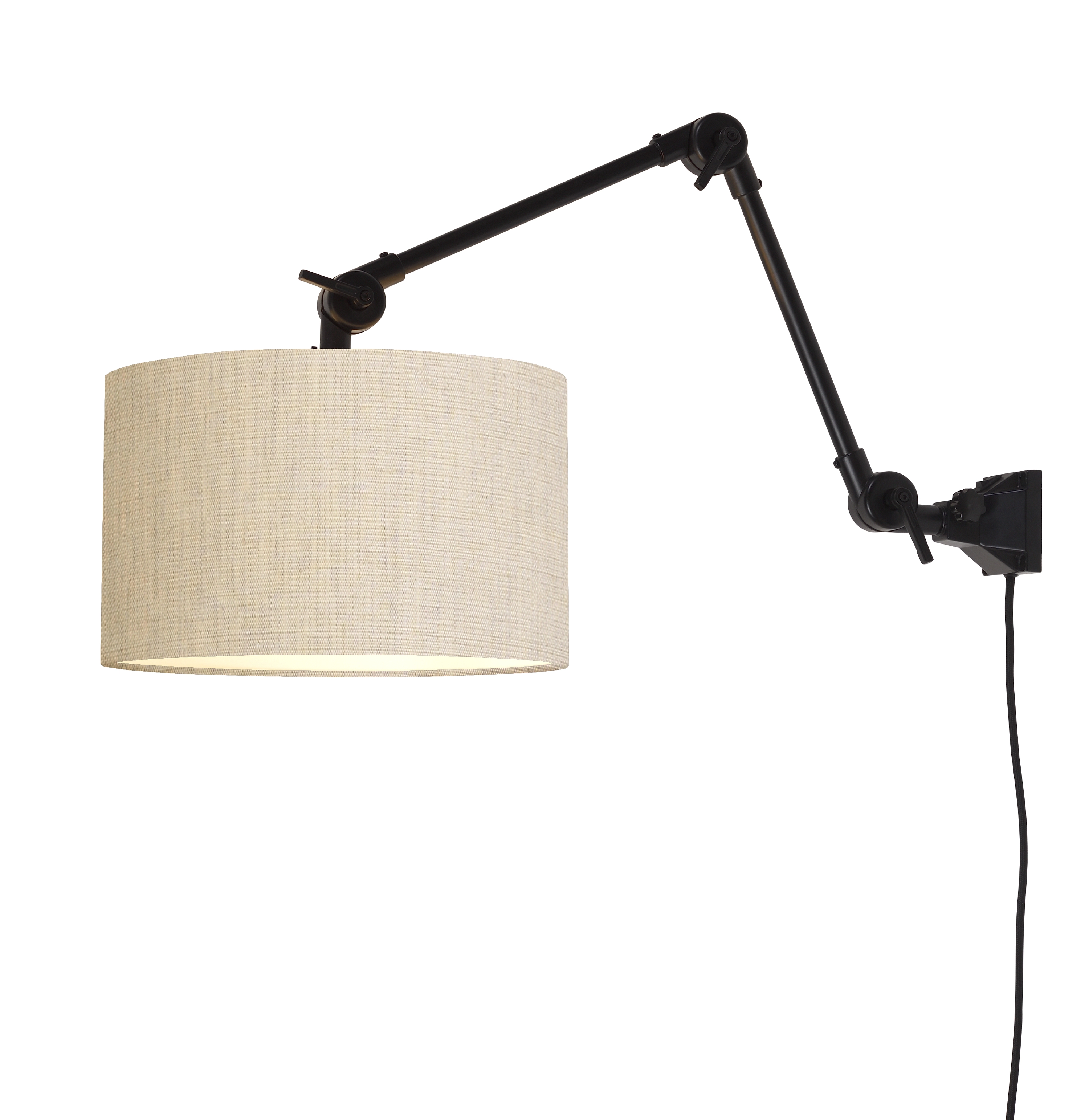 Een Wandlamp ijzer stof Amsterdam h.60cm kap 32x20cm l.linnen M koop je bij Meubels and More