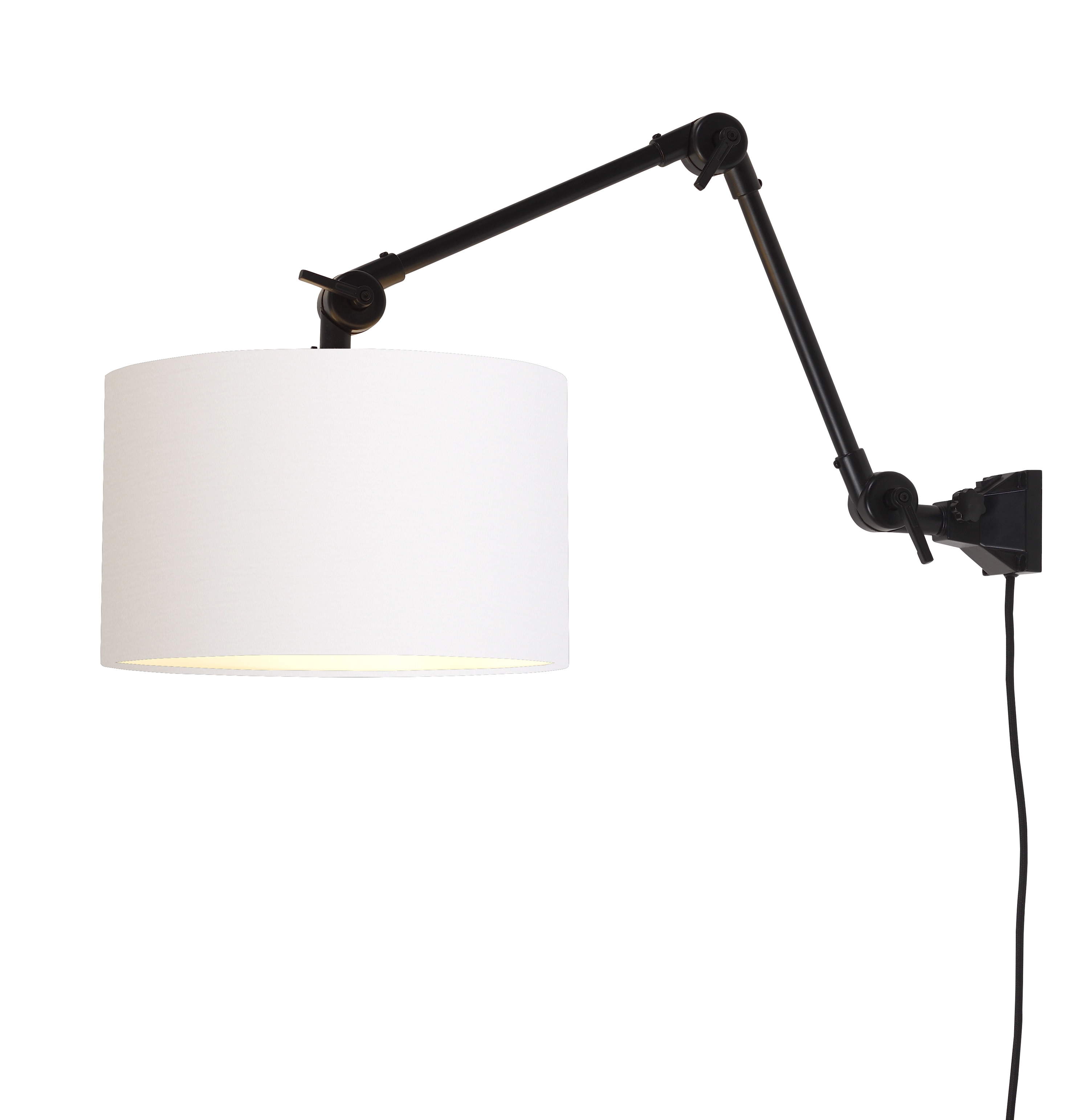 Een Wandlamp ijzer stof Amsterdam h.60cm kap 32x20cm wit M koop je bij Meubels and More