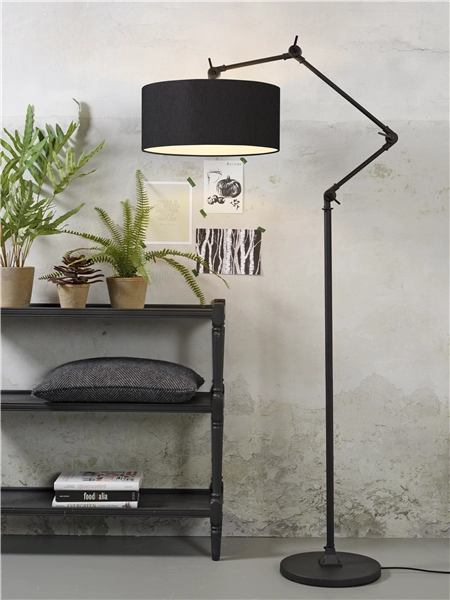 Een Vloerlamp ijzer stof Amsterdam h.190cm kap 47x23cm zwart koop je bij Meubels and More