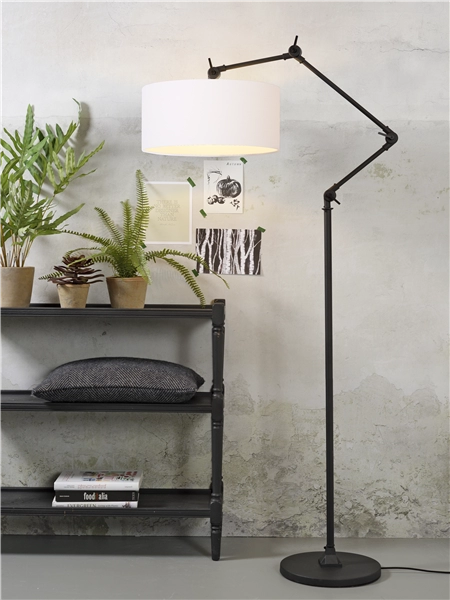 Een Vloerlamp ijzer stof Amsterdam h.190cm kap 47x23cm wit koop je bij Meubels and More