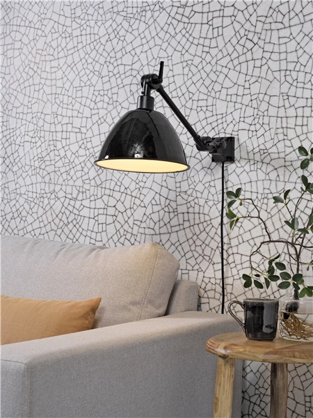 Een Wandlamp ijzer emaille Amsterdam h.30cm kap dia.25xh.15cm zwart S koop je bij Meubels and More