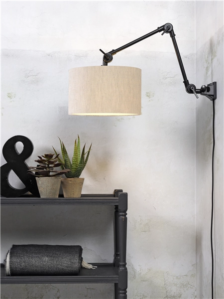 Een Wandlamp ijzer stof Amsterdam h.60cm kap 32x20cm l.linnen M koop je bij Meubels and More