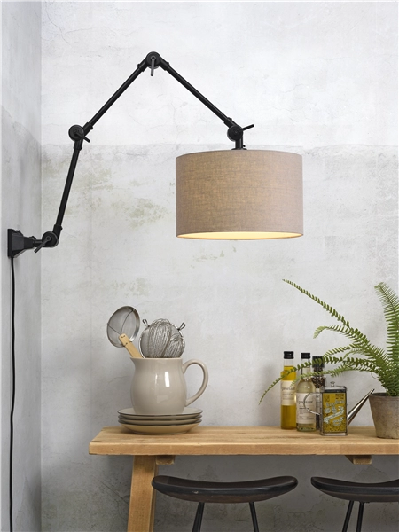 Een Wand- hanglamp ijzer stof Amsterdam h.85cm kap 32x20cm d.linnen L koop je bij Meubels and More