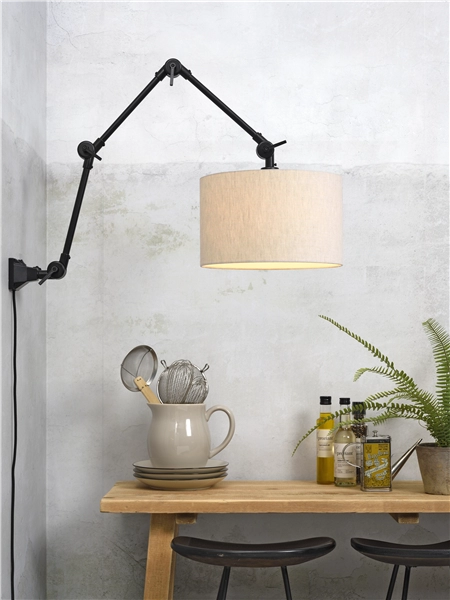 Een Wand- hanglamp ijzer stof Amsterdam h.85cm kap 32x20cm l.linnen L koop je bij Meubels and More