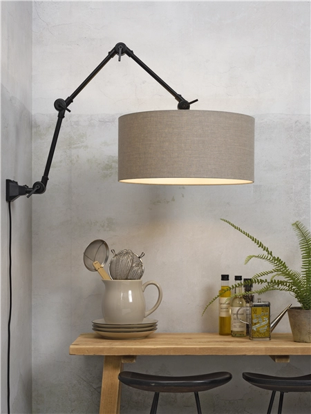 Een Wand- hanglamp ijzer stof Amsterdam h.85cm kap 47x23cm d.linnen L koop je bij Meubels and More