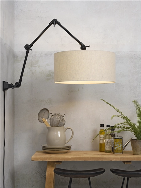 Een Wand- hanglamp ijzer stof Amsterdam h.85cm kap 47x23cm l.linnen L koop je bij Meubels and More