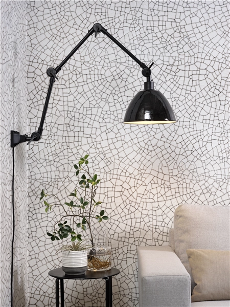 Een Wand- hanglamp ijzer emaille Amsterdam h.85cm kap dia.25xh.15cm zwart L koop je bij Meubels and More