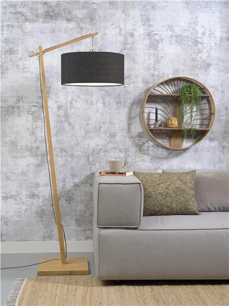 Een Vloerlamp Andes bamboe h.176cm kap 47x23cm eco linnen donkergrijs koop je bij Meubels and More