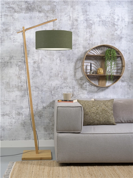 Een Vloerlamp Andes bamboe h.176cm kap 47x23cm eco linnen groen forest koop je bij Meubels and More