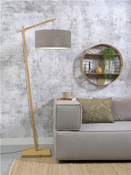 Een Vloerlamp Andes bamboe h.176cm kap 47x23cm eco linnen donker koop je bij Meubels and More