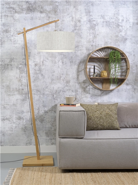 Een Vloerlamp Andes bamboe h.176cm kap 47x23cm eco linnen licht koop je bij Meubels and More