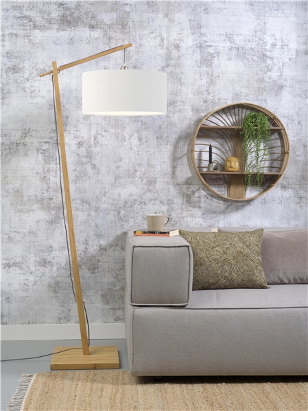 Een Vloerlamp Andes bamboe h.176cm kap 47x23cm eco linnen wit koop je bij Meubels and More