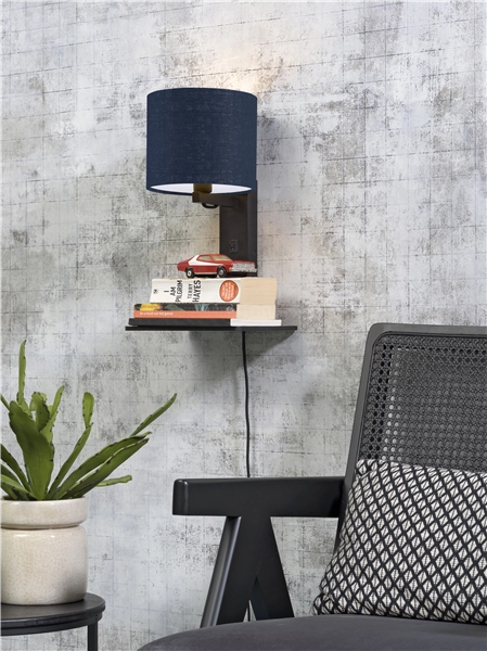 Een Wandlamp Andes bamboe zw plank kap 18x15cm ecolin bl.denim koop je bij Meubels and More