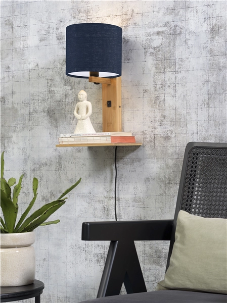 Een Wandlamp Andes bamboe nat plank kap 18x15cm ecolin bl.denim koop je bij Meubels and More