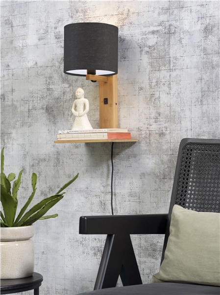 Een Wandlamp Andes bamboe nat plank kap 18x15cm ecolin d.grijs koop je bij Meubels and More