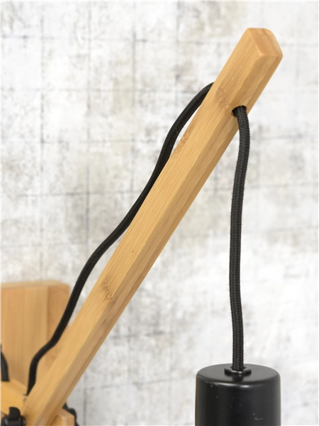 Een Wandlamp Andes bamboe nat. kap 32x20cm eco linnen d.grijs S koop je bij Meubels and More