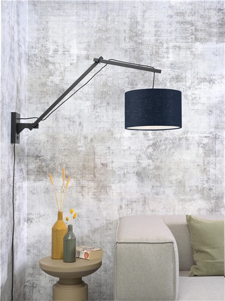 Een Wandlamp Andes bamboe zw. kap 33x20cm ecolin bl.denim L koop je bij Meubels and More