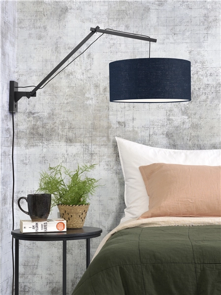 Een Wandlamp Andes bamboe zw. kap 47x23cm ecolin bl.denim L koop je bij Meubels and More