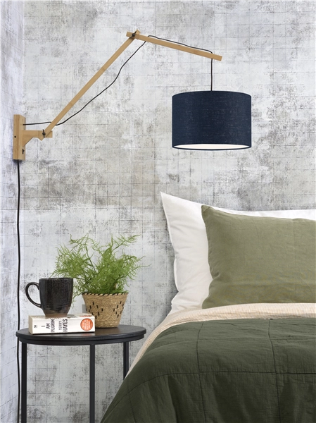 Een Wandlamp Andes bamboe nat. kap 33x20cm ecolin bl.denim L koop je bij Meubels and More