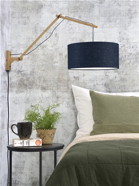 Een Wandlamp Andes bamboe nat. kap 47x23cm ecolin bl.denim L koop je bij Meubels and More