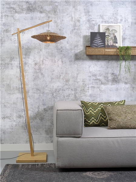 Een Vloerlamp Bali bamboe nat h.176cm kap dia.44x12cm naturel zwart M koop je bij Meubels and More