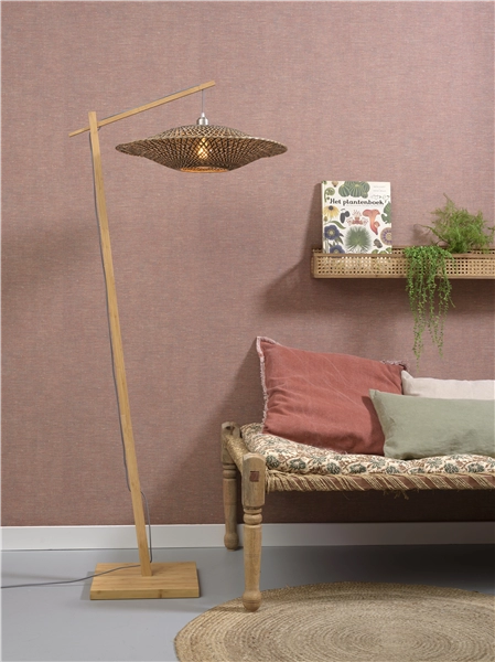 Een Vloerlamp Bali bamboe nat h.176cm kap dia.60x15cm naturel zwart M koop je bij Meubels and More