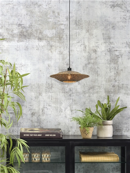 Een Hanglamp Bali bamboe horiz 44x12cm zwart naturel S koop je bij Meubels and More