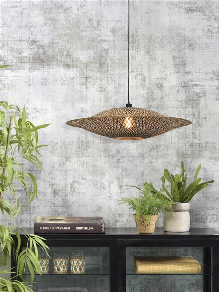 Een Hanglamp Bali bamboe horiz 87x20cm zwart naturel L koop je bij Meubels and More