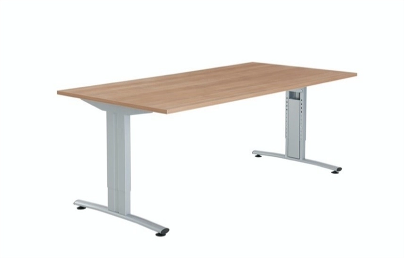 Een Bureau Basic T-poot instelbaar 62-86cm met kabelgoot blad melamine koop je bij Meubels and More