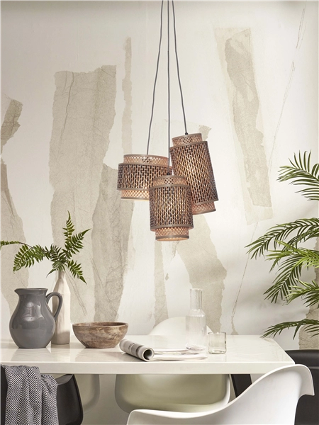 Een Hanglamp Bhutan bamboe 3-kaps mix h.20-25-35 zw naturel koop je bij Meubels and More