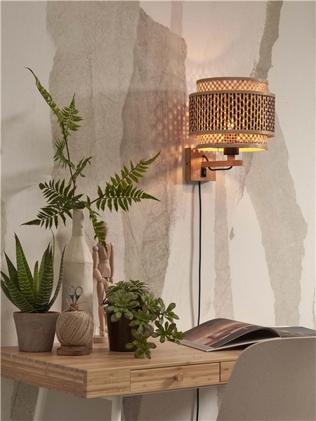 Een Wandlamp Bhutan bamboe nat. kap dia.25xh.20cm zw naturel koop je bij Meubels and More