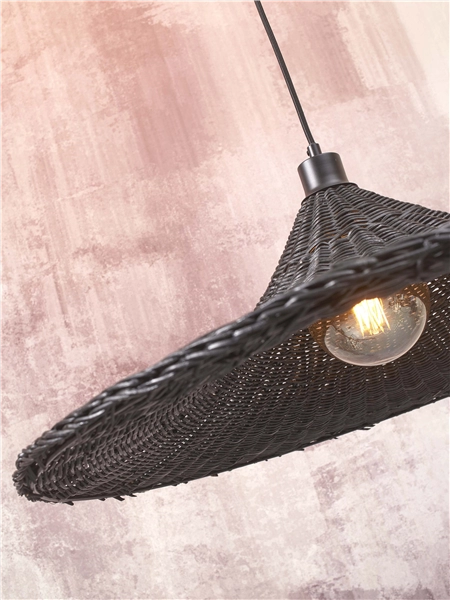 Een Hanglamp Borabora rotan dia.70xh.20cm L zwart koop je bij Meubels and More