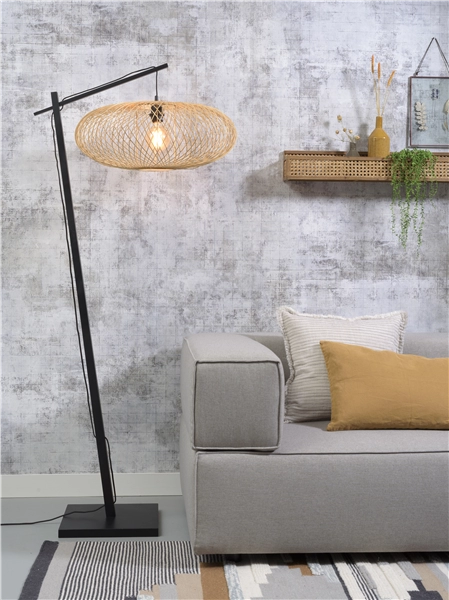 Een Vloerlamp Cango bamboe zw h.176cm kap 60x25cm naturel koop je bij Meubels and More