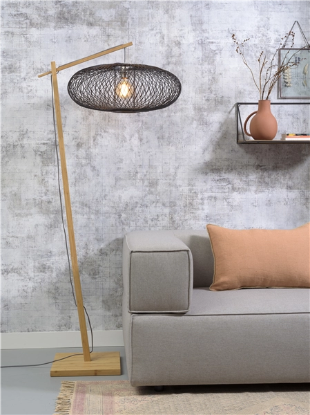 Een Vloerlamp Cango bamboe nat h.176cm kap 60x25cm zwart koop je bij Meubels and More