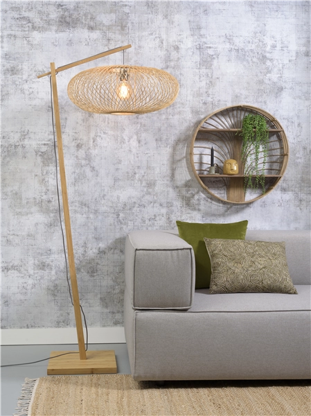 Een Vloerlamp Cango bamboe nat h.176cm kap 60x25cm naturel koop je bij Meubels and More