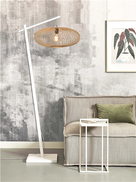 Een Vloerlamp Cango L bamboe wit h.176cm kap 60x25cm naturel koop je bij Meubels and More