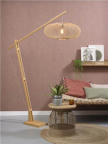 Een Vloerlamp Cango bamboe nat.h.207cm kap 60x25cm naturel koop je bij Meubels and More