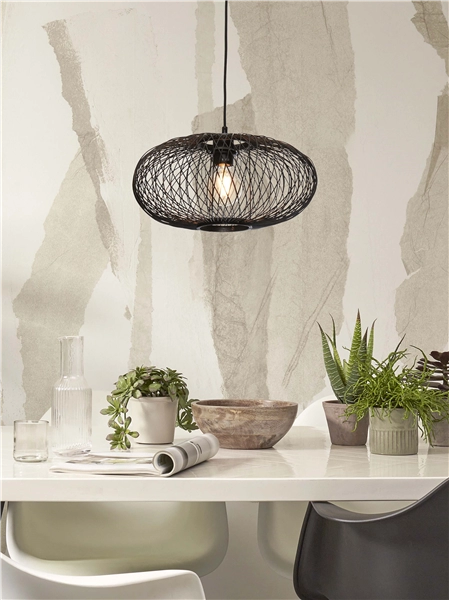 Een Hanglamp Cango bamboe ellips S dia.40x20cm zwart koop je bij Meubels and More