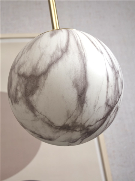 Een Hanglamp glas ijzer Carrara bol dia. 22x35cm wit marmerprint goud M koop je bij Meubels and More