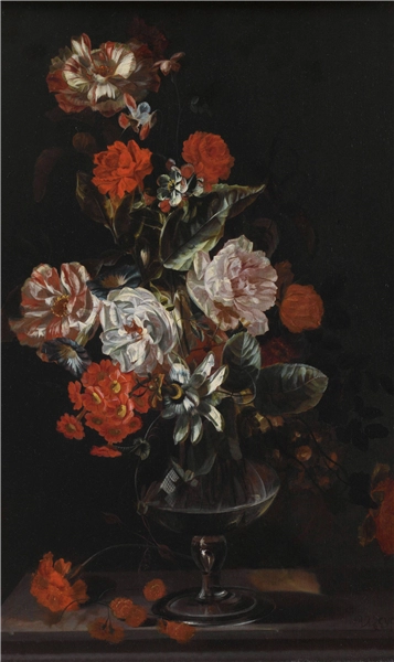 Een Wanddecoratie Still Life with Flowers by Jacob Campo Weyerman 70x118cm Dibond wit koop je bij Meubels and More