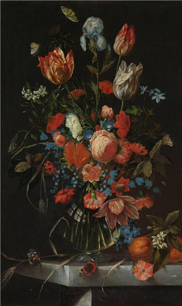 Een Wanddecoratie Vase with Flowers by Jan Davidsz. de Heem 70x118cm Dibond wit koop je bij Meubels and More