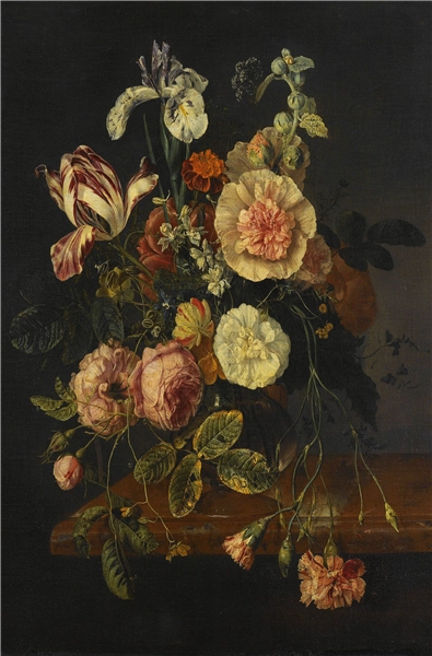 Een Wanddecoratie Still Life with Flowers by Jacob van Walscapelle 98x148cm Dibond wit koop je bij Meubels and More