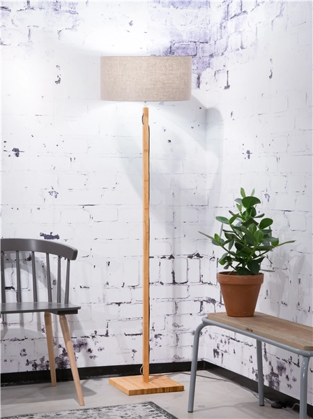 Een Vloerlamp Fuji bamboe h.167cm kap 47x23cm eco linnen donker koop je bij Meubels and More