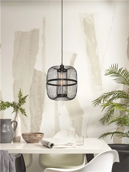 Een Hanglamp Hokkaido L bamboe h.38xdia.25cm zwart koop je bij Meubels and More