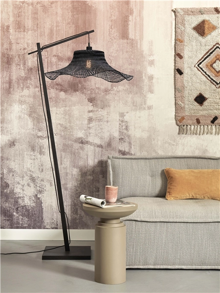 Een Vloerlamp Ibiza L bamboe wavy zw h.176cm kap 65x20cm zwart koop je bij Meubels and More