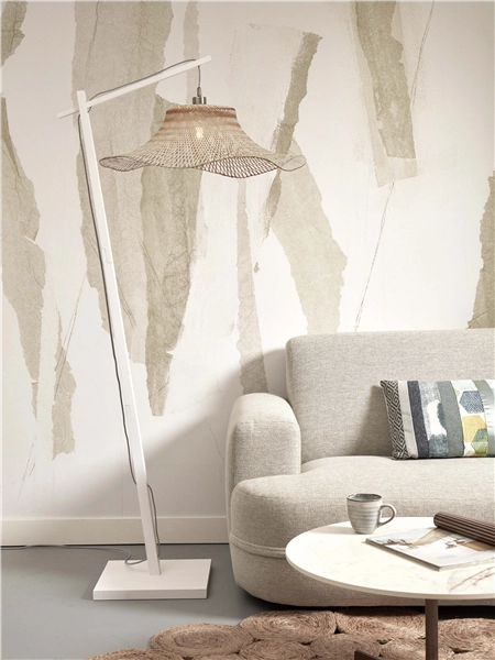 Een Vloerlamp Ibiza L bamboe wavy wit h.176cm kap 65x20cm nat. koop je bij Meubels and More