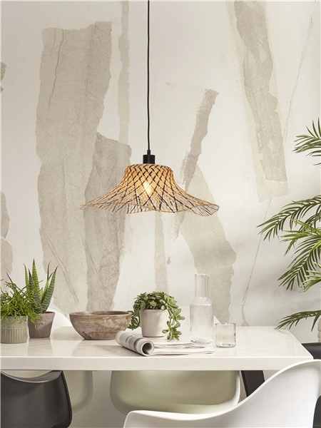 Een Hanglamp Ibiza bamboe wavy dia.50xh.15cm zwart naturel S koop je bij Meubels and More