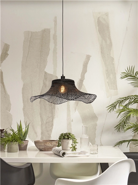 Een Hanglamp Ibiza bamboe wavy dia.65xh.20cm zwart L koop je bij Meubels and More