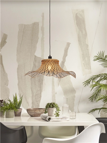 Een Hanglamp Ibiza bamboe wavy dia.65xh.20cm zwart naturel L koop je bij Meubels and More