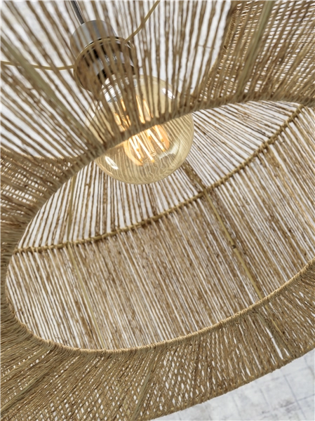 Een Vloerlamp Iguazu bamboe zwart jute h.176cm kap 50x22cm naturel S koop je bij Meubels and More